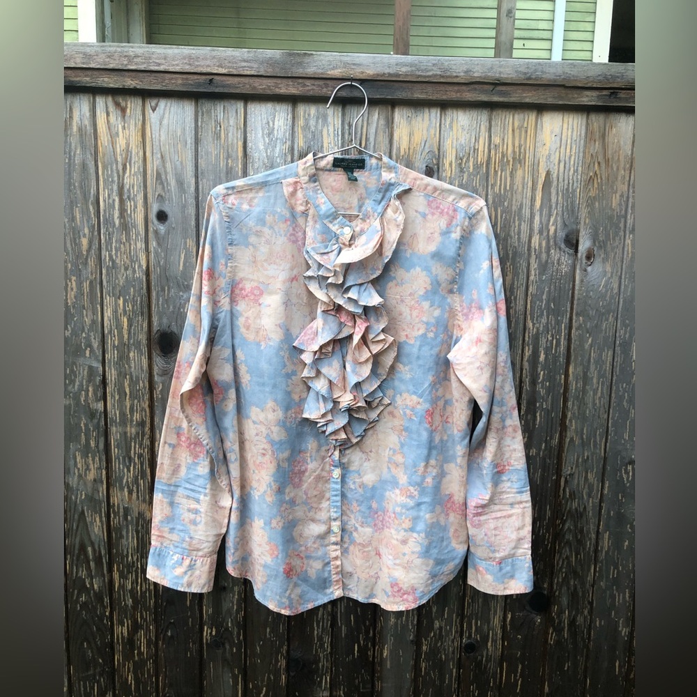 Ralph Lauren floral ruffle blouse